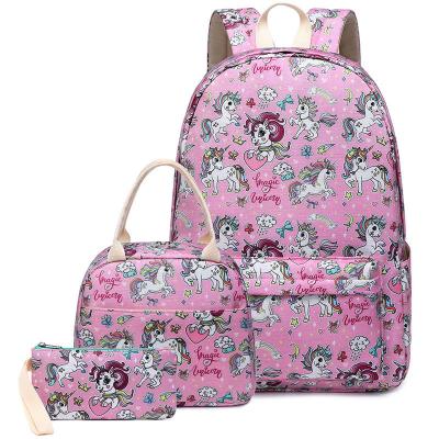 China Cartoon Print Waterproof TD Lightweight Water Resistant Backpacks For Teen Girls School Backpack With Lunch Bag Pencil Case for sale