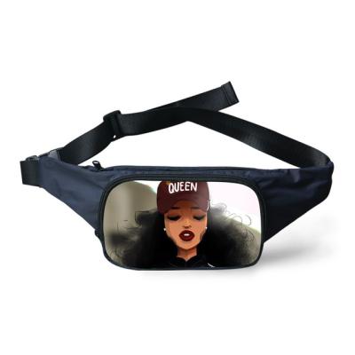 China Water Proof TD Waist Packs Women Art African Girls Waist Bags Black Customized Fanny Pack Females Chest Phone Pouch Ladies Belt for sale