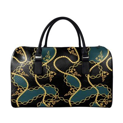 China New Arrival Duffel Bag Europe Gold Floral Printing TD Leather Duffel Bag Custom Waterproof Luggage Traveling Bag Duffel Bag for sale