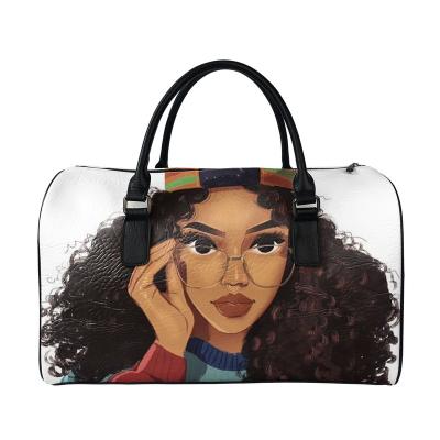 China African American Leather Duffel Bag TD Girl Can Customized PU Leather Duffle Bag Luggage Trolley Travel Bags for sale