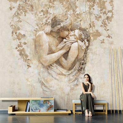 China Moistureprooof 3D Pattern Wall Art Kissing Mural Waterproof Romantic Couples Wallpaper Mural For Living Room Bedroom for sale