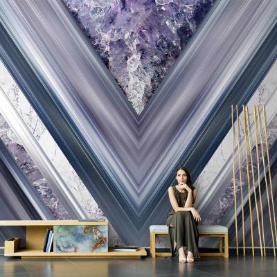 China Moistureprooof 3D Waterproof Wallpaper Geometric Line Marble TV Background Wall Art Home Decor For Living Room Bedroom for sale