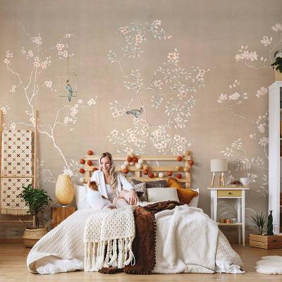 China American Plum Pattern TV Background Waterproof Wallpaper Moistureprooof 3D Wall Paper Home Decor For Living Room Bedroom for sale