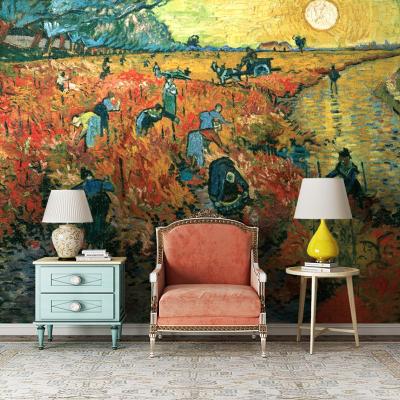 China Waterproof+ECO-Friendly Van Gogh Oil Painting Wallpaper Mural Decoration Wall Flower Pattern Custom Home Wallpaper for sale