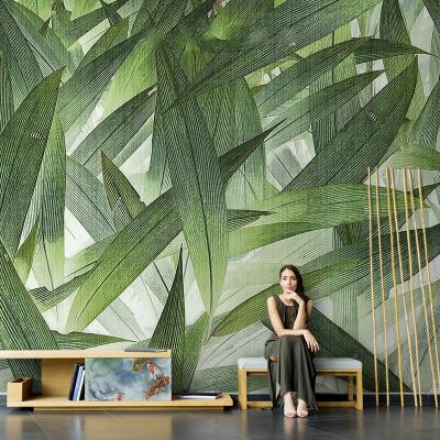 China Home Decor Moistureprooof 3D Grass Leaf TV Wallpaper Nordic Waterproof Hand Painted Background Wall Mural For Living Room Bedroom for sale