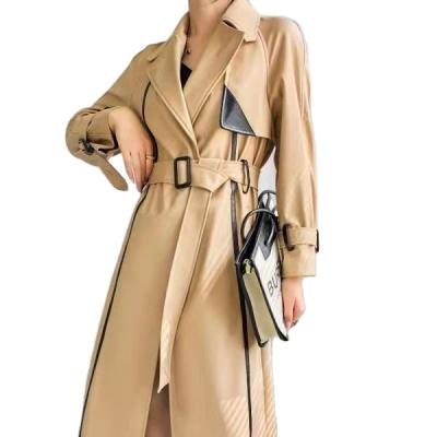 China Europe design waterproof classic ladies spring and autumn new fabric long trench coat jackets women waterproof for sale