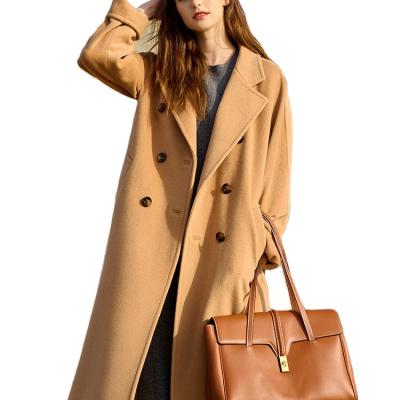 China Breathable good quality britain wholesale customized luxury beige ladies long coats for women cashmere wool coat women shopping for sale