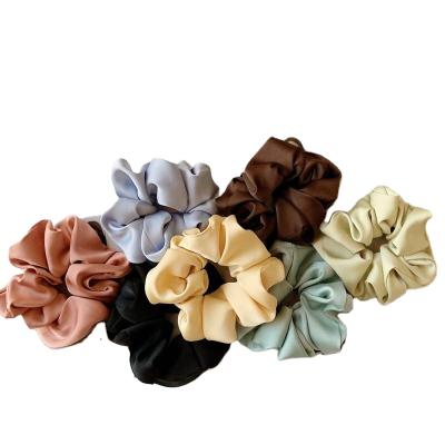 China hot sale 100% mulberry silk customized ladies girl 100% silk big puffy scrunchies flower elastic hair ties for sale