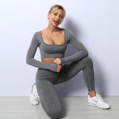 China Breathable Wholesale Yoga Sets Yoga Set Workout Fabric Seamless Women's Sportswear Fitness Tank Tops for sale