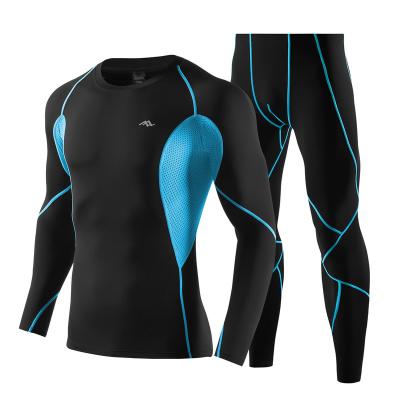 China Custom Logo Mens Stretch Breathable Exercise Training Tights Long Sleeve Quick Dry Fitness Suit Set for sale