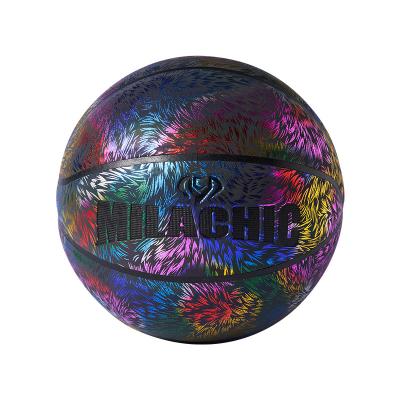 China Factory price wear-resistant custom logo adult 7 PU reflective basketball for men standard size 7 basketball for sale