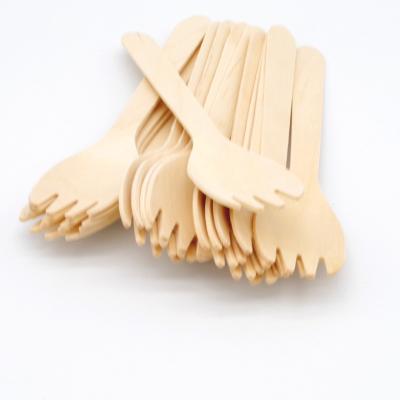 China Fashionable Birch Wooden Cutlery Factory Disposable Dessert Spork for sale