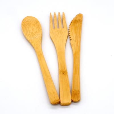 China Bio Sustainable High Quality Bamboo Spoon Knife Fork Set Reusable Bamboo Cutlery for sale