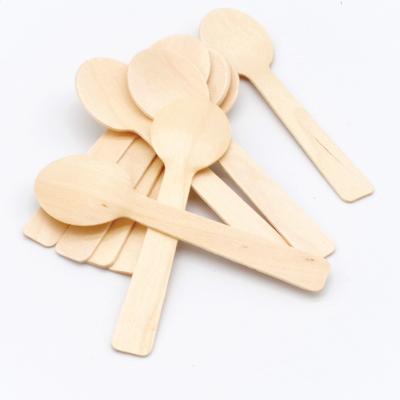 China Fashionable compostable wooden brich cutlery disposable wooden spoon for eat for sale