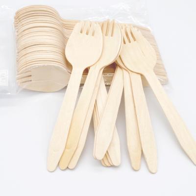 China Factory Fashionable Bulk Wooden Cutlery Birch Wood Disposable Sporks for sale