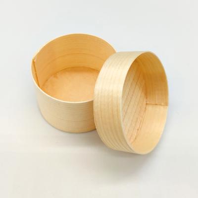 China Biodegradable Take Out Disposable Food Wooden Box With Lid Round Bamboo Box for sale