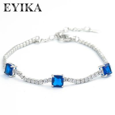 China EYIKA Stone Bracelets Women Vintage Emerald Jewelry Brass Jewelry Fusion Stone Cute Tennis Square for sale