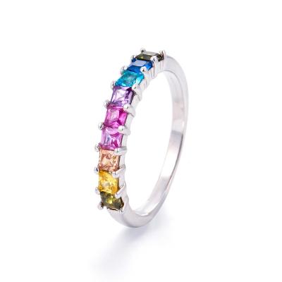 China EYIKA Mix Color CZ Ring 925 CLASSIC Silver Ring One And One Stone Silver Ring Stone Hot Selling for sale