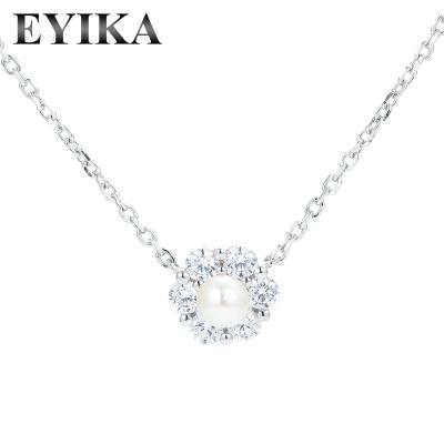 China CLASSIC 925 Sterling Silver Pearl Necklace CZ Exquisite Jewelry New Design Women's Necklace for sale