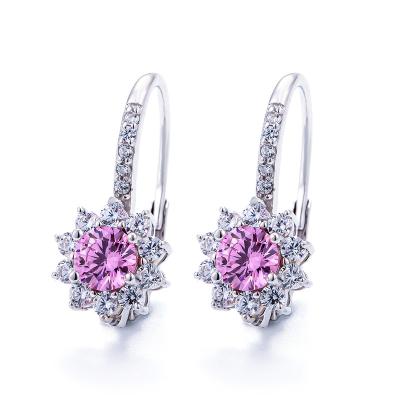 China EYIKA 5A CZ CLASSIC White Luxury Colorful Sunflower Drop Earrings 925 Sterling Silver Lavender Earrings Jewelry For Party for sale