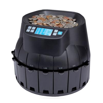 China Automatic Counting Black R9001 Coin Sorting Counter And Sorter With LED Screen for sale