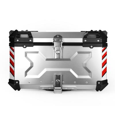 China F2-Moto 85L Upper Case Waterproof Silver Scooter Top Level Delivery Set Aluminum Alloy Accessories Motorcycle Trunk Tail Box for sale