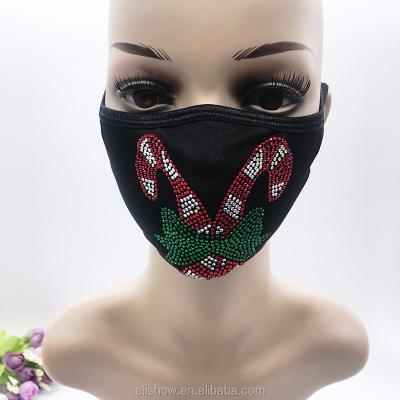 China Party Make / New Design Bling Decoration 2021 Style Washable Cotton Cloth Bling Halloween Christmas Party Fancy Rhinestone Adjustable Reusable Face Mask for sale