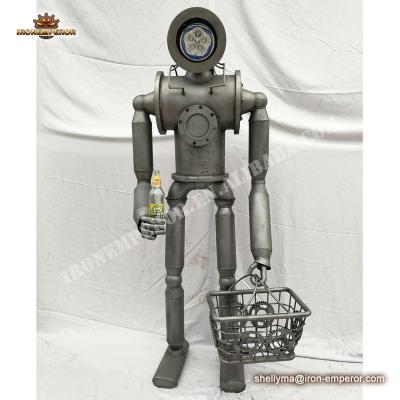 China Large Size Europe Metal Statue Sculpture Metal Lamp Robot Lamp Humanoid Robot Decoration for sale