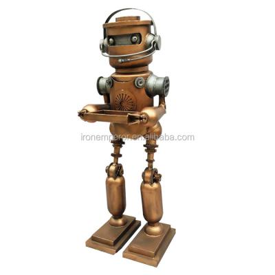 China Retro Steampunk Style Industrial Iron Robot Europe Home Diy Antique Statue Indoor Decoration Life Size Industrial Iron for sale