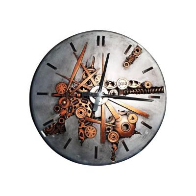 China High Quality Antique Style Iron Wall Decor Vintage Gear Oversized Wrought Home Wall Clocks for sale