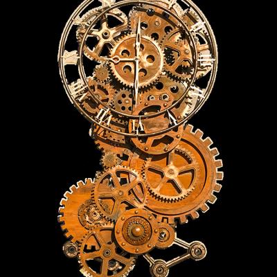 China Antique style Steampunk gear and cog design with bronze clockwork ideal for indoor or outdoor reloj iron metal gear rotating clock for sale