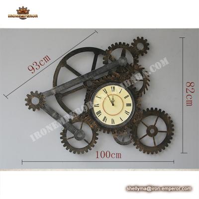 China China Retro Industrial Style Clock Gear Distressed Round Clock Home Decoration for sale