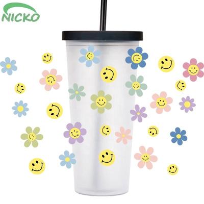 China Nicko Wholesale Custom 3D DTF Mugs UV Transfer Mug Wraps For 24oz Cold Glass Mugs 16oz Boxes Wraps Libbey for sale