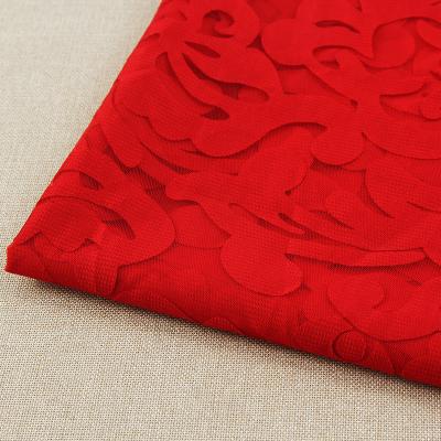 China Chinese Garment Suppliers Sell Cheap Red Fancy Soft Sheer Burnt Fabric For Dress for sale