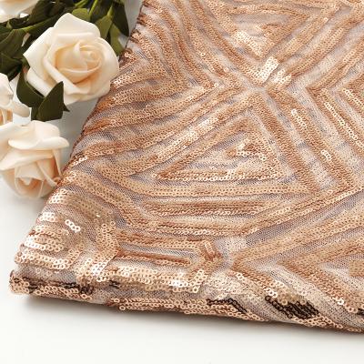 China Dress New Design Mesh Champagne Diamond Suit Elegant High Quality Sequin Fabric for sale