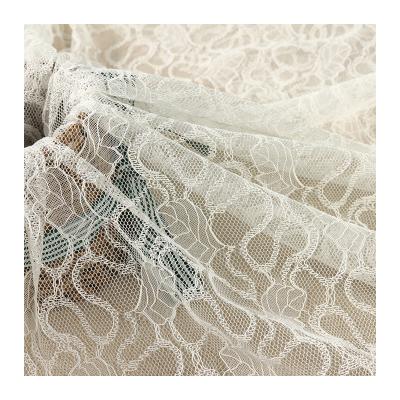 China New Sustainable Sheer Comfortable White Nigerian Nylon Cotton Lace Fabric For Clothing for sale