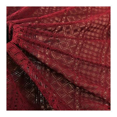 China Vintage Elegant Noble Diamond Red Ghana Dress Strand Lace Fabric Best Viable Selling Red Fabric for sale