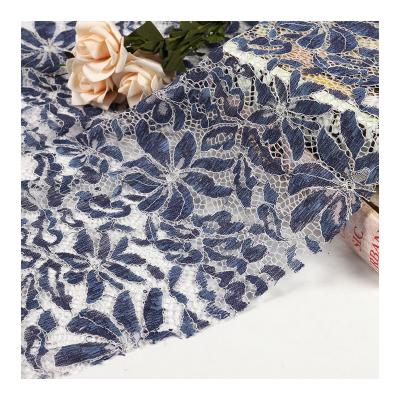 China High quality factory lace fabric viable blue low price treasure in China pattern textile for sale