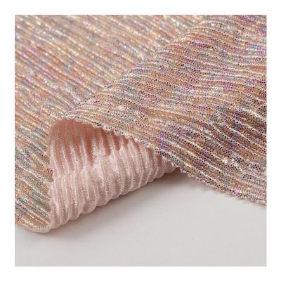 China Factory direct popular glazed stripe golden pleated stripes with lightweight fabric for women's clothing for sale