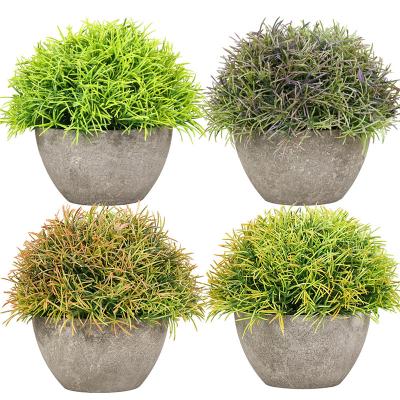 China Realistic Fake Bonsai Artificial Potted Plants for Bathroom Home Office Decor Mini Faux Plastic Artificial Trimmed Shrubs Plants for sale