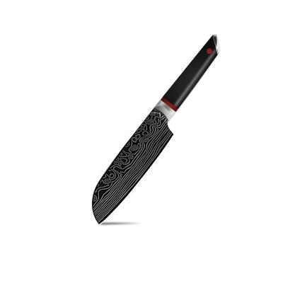 China High Grade Sustainable 7 Inch Damascus Stainless Steel Style Kitchen Santoku Knife for sale