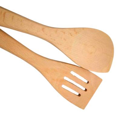 China Sustainable 2pcs Customized Eco-friendly Cookware Tools Wood Utensils Cooking Spatulas Spoons Set For Kitchen for sale