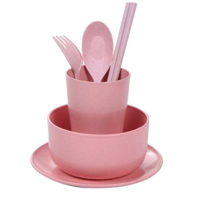 China 6 Pcs Eco-Friendly Wheat Straw Bowl Unbreakable Bamboo Bowl Kids Durable Safe Wheat Straw Dinner Set EU for sale