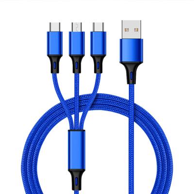 China WIK-YD Convenient Manufacturing Nylon Braid 3 in 1 Fast Chargers Usb Cable with Custom Logo for sale