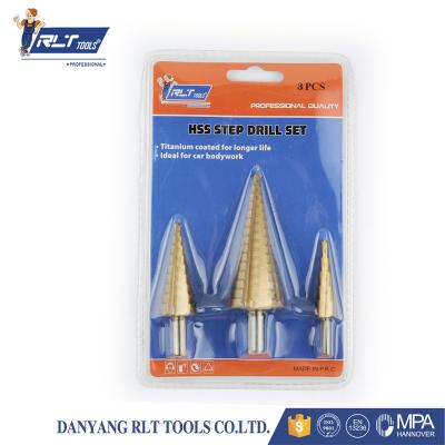 China Drilling Holes 3 PCS Step Drill Bit Set For Wood Drilling for sale