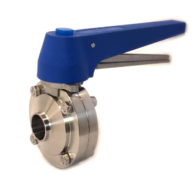 China 4 Inch Stainless Steel Manual Held/Threaded/Welded Hygienic 3A/SMS/DIN General Sanitary Butterfly Valve for sale