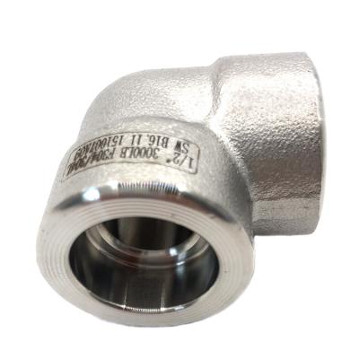 China Building ; industry; machinery socket welding elbow ASME B16.11 1 inch cl3000 stainless steel forged 90 F304/316l high pressure pipe fitting elbow for sale