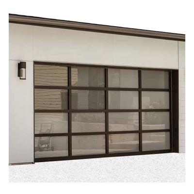 China American Modern Black Aluminum Frosted Sectional Door Sound Insulation PC Garage Folding Tint Overhead Glass Sliding Doors For Residential for sale