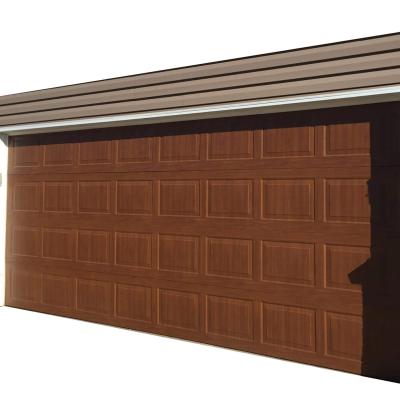 China Retro Solid Wood Energy Saving Automatic Sectional Electric Overhead Insulation Sliding Doors Residential Garage Door for sale