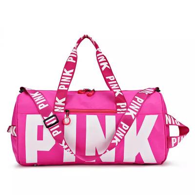 China Fashion Travel Small Pink Duffel Sports Gym Bag Duffle Travelling Overnight Bags Spend The Night Duffel Bag for sale